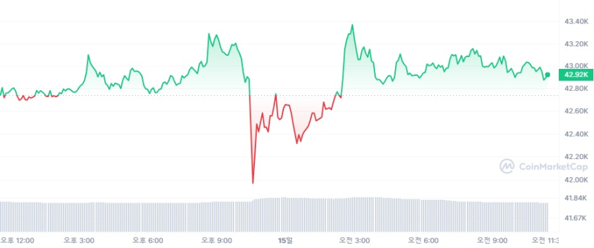  [오후 시세브리핑] 횡보하는 비트코인 4만2850달러선