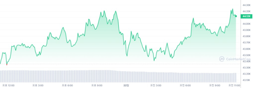  [오후 시세브리핑] 암호화폐 시장 상승 흐름 유지...비트코인 4만4132달러