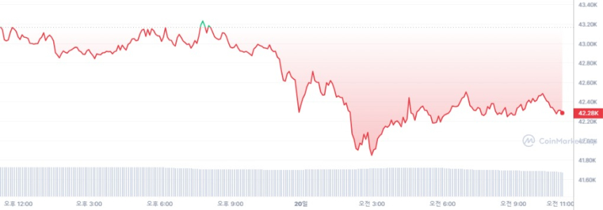  [오후 시세브리핑] 암호화폐 약보합, 비트코인 4만2450달러