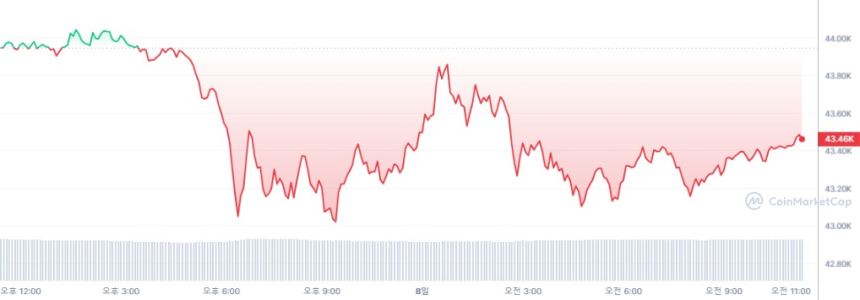  [오후 시세브리핑] 암호화폐 시장 강보합세...비트코인 4만3477달러