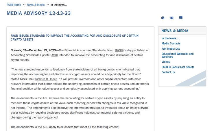  [토큰포스트 뉴욕 브리핑] 美 FASB 새 회계 표준서 암호화폐 공정가치 평가