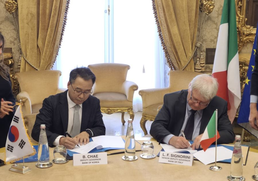  한국은행, 이탈리아 중앙은행과 양해각서(MOU) 체결...