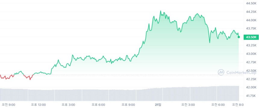  [시세브리핑] 비트코인, 새벽 한때 4만4200달러 돌파...SOL·XRP 순위 교체
