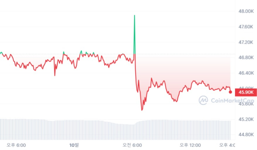  [마감 시세브리핑] 비트코인 4만6000달러선 반납...2% ↓