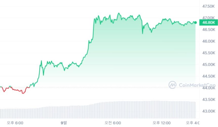  [마감 시세브리핑] 비트코인 4만6830달러선...6% 상승폭 유지