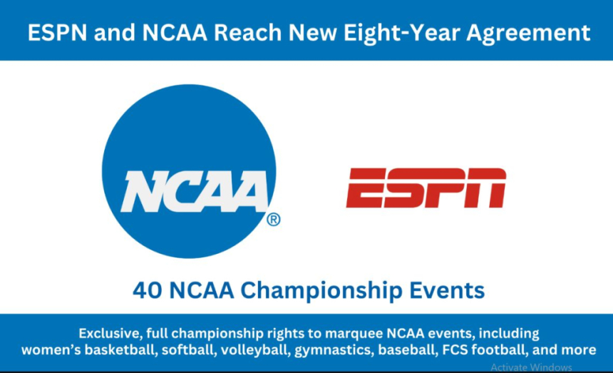  NCAA와 ESPN, 연간 1억 1,500만 달러 규모의 새로운 8년 미디어 권리 계약 체결