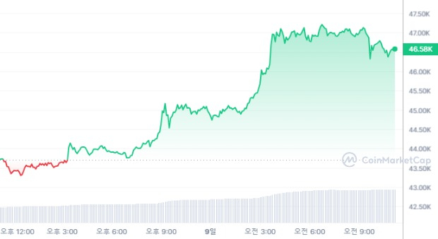  [오후 시세브리핑] 비트코인 상승세 4만6526달러선