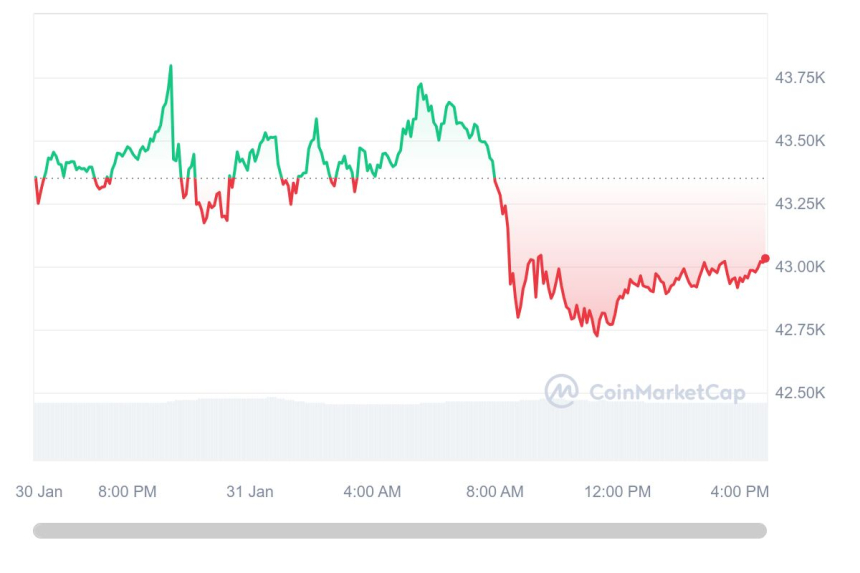  [마감 시세브리핑] 비트코인 4만3000달러, 이더리움 2330달러선