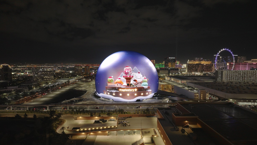  넥슨 ‘메이플스토리’, 라스베이거스 ‘스피어’에서 크리스마스 기념 광고 진행