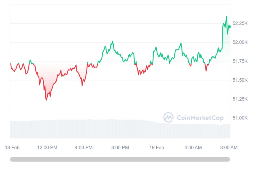  [시세브리핑] 암호화폐 시장 오름세...비트코인 5만2300달러선 회복
