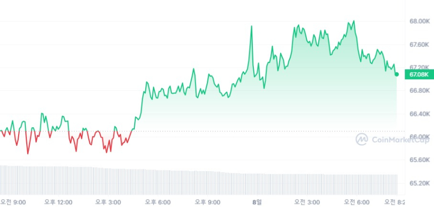  [시세브리핑] 암호화폐 상승 모멘텀 유지...비트코인 6만7230달러선 회복