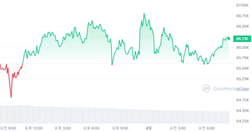  [시세브리핑] 암호화폐 시장 보합세...비트코인 6만6200달러선