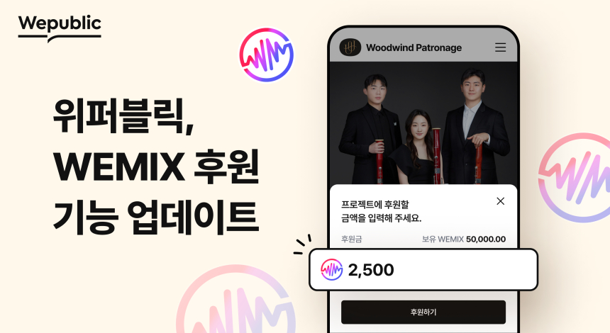  위메이드, 블록체인 소셜 플랫폼 ‘위퍼블릭’ 위믹스 후원 기능 업데이트 