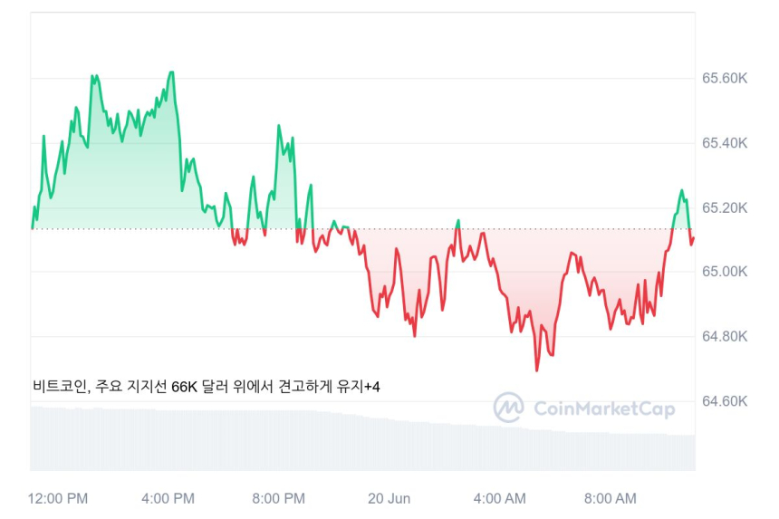 [오후 시세브리핑] 암호화폐 시장 보합세...비트코인 6만5124달러선