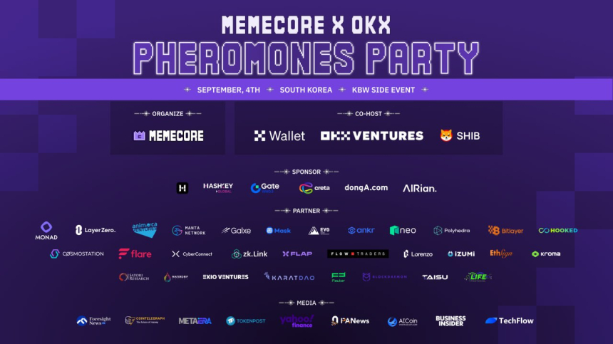  KBW 2024 MemeCore & OKX 페로몬 파티 9월 4일 개최