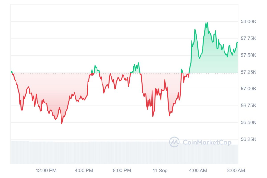 [시세브리핑] 비트코인 5만7600달러, 이더리움 2390달러 부근