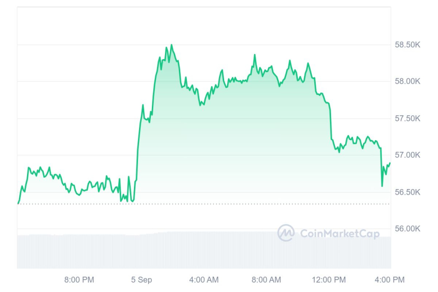 [마감 시세브리핑] 비트코인 5만6910달러, 이더리움 2400달러 부근