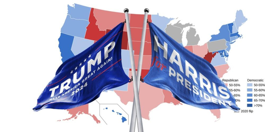 트럼프 대 해리스, 트럼프 폴리마켓 예측시장서 7%p 격차로 우위