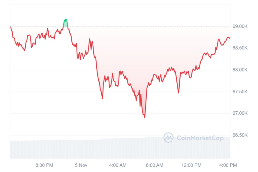 [마감 시세브리핑] 비트코인 6만8730달러, 이더리움 2430달러 부근