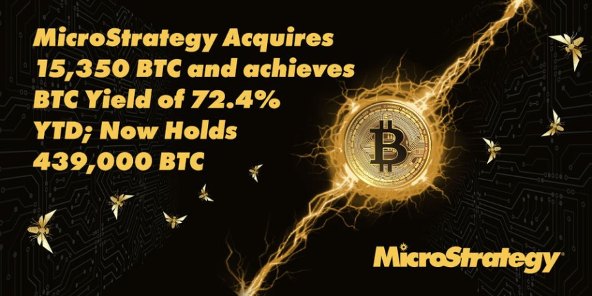  마이크로스트래티지, 1만5350 BTC 추가 매수...평단가 10만386달러
