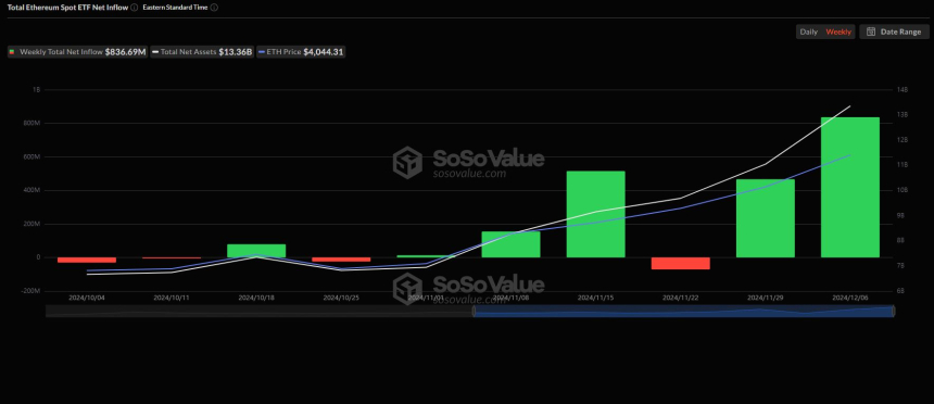 美 이더리움 현물 ETF, 역대 최고 주간 순유입 기록