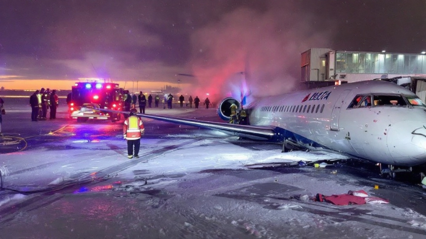  델타 항공 여객기, 토론토 공항 착륙 중 전복… 9명 부상