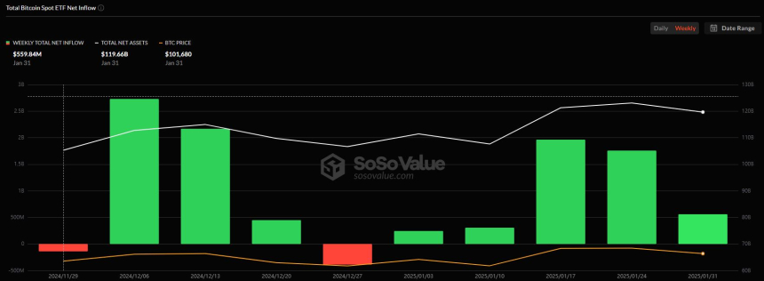  美 비트코인 현물 ETF 시장, 5주 연속 주간 순유입 흐름 유지