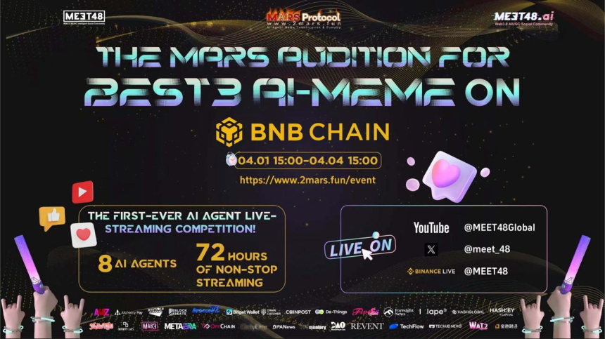  MEET48·Mars Protocol·BNB Chain, Web3 최초 AI 에이전트 라이브 PK 이벤트 개최
