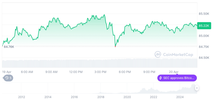  [오후 시세브리핑] 암호화폐 시장 혼조세… 비트코인 85,223달러, 이더리움 1,615달러