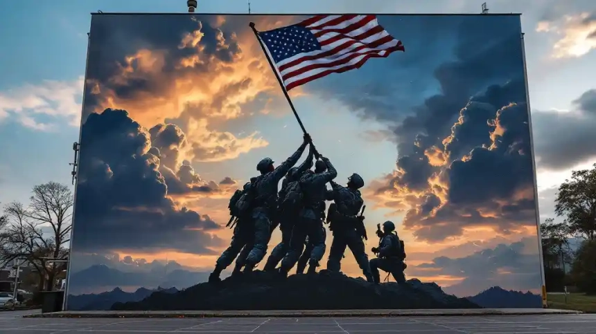  이오지마 사진, 애리조나에 실물처럼 부활하다… 참전용사도 감탄한 대형 벽화