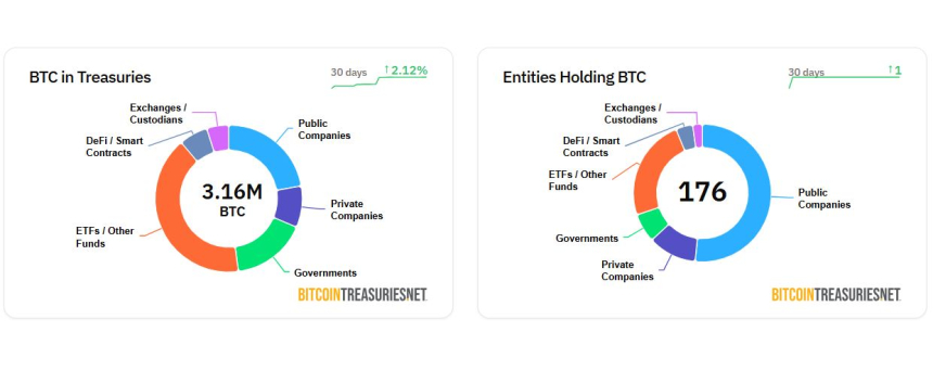  [BTC 기관 트래커] 기관 보유량 316만개 돌파…직접 보유 7%, ETF 간접 보관도 확대