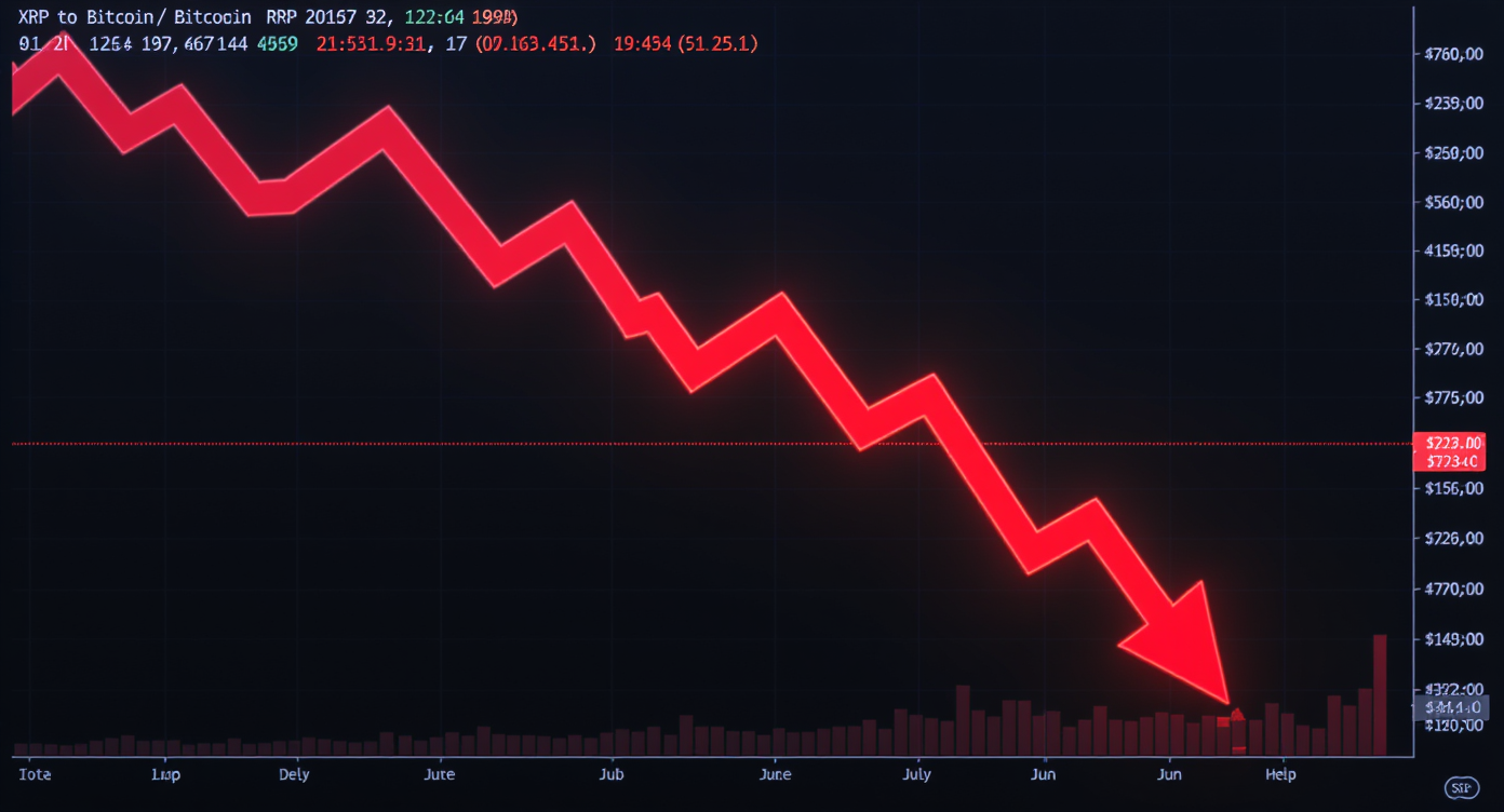 XRP, 비트코인 대비 63% 추가 하락 경고…중요 지지선 붕괴 위험