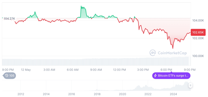  [모닝 시세브리핑] 암호화폐 시장 혼조세… 비트코인 10만2693달러, 이더리움 2489달러