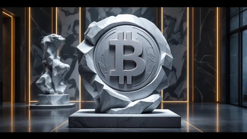 비트코인 대리석 조각상 공개…예술가 BVBTC 작품 화제