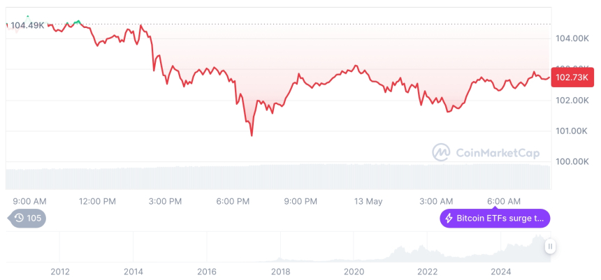  [저녁 시세브리핑] 암호화폐 시장 혼조세… 비트코인 102,744달러, 이더리움 2,463달러