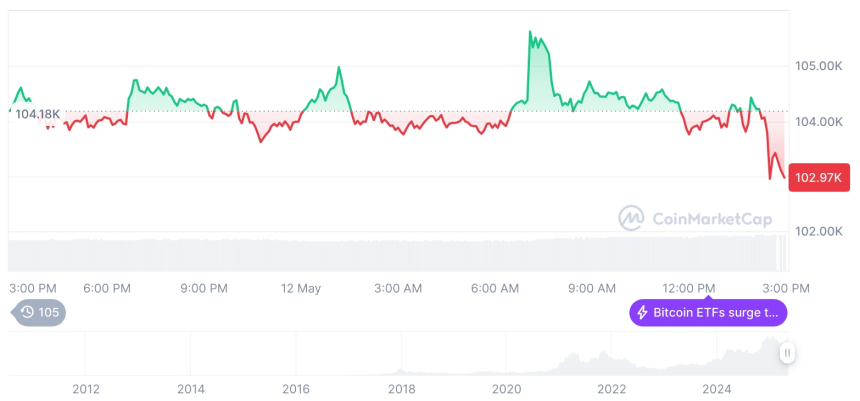  [자정 시세브리핑] 암호화폐 시장 혼조세… 비트코인 102,791달러, 이더리움 2,506달러