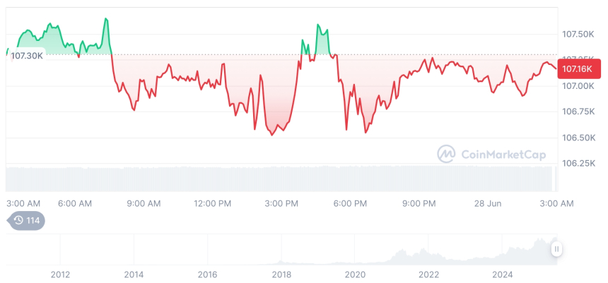  [오후 시세브리핑] 암호화폐 시장 혼조세… 비트코인 10만7165달러, 이더리움 2419달러