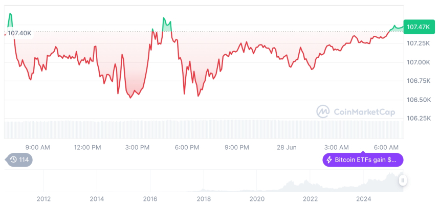  [저녁 시세브리핑] 암호화폐 시장 혼조세… 비트코인 10만7467달러, 이더리움 2427달러