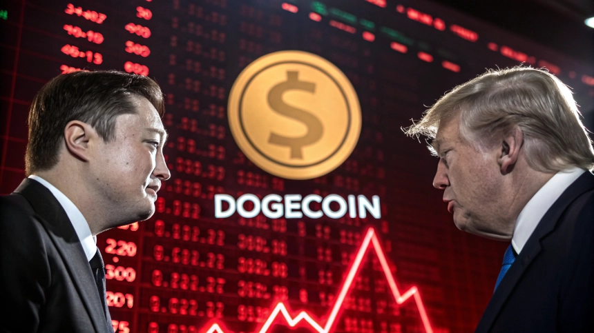  도지코인(DOGE), 머스크·트럼프 갈등 여파에 66% 추가 하락 가능성 제기