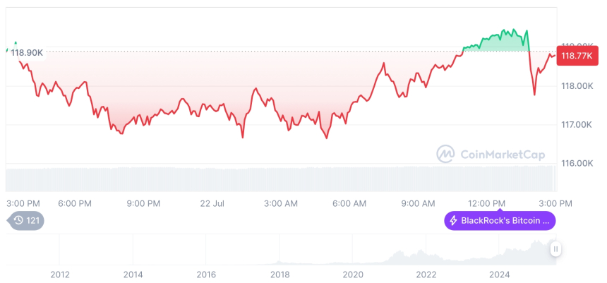  [자정 시세브리핑] 암호화폐 시장 혼조세… 비트코인 119,113달러, 이더리움 3,707달러
