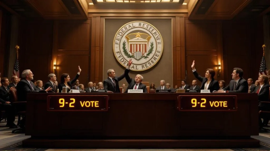  미 연준 FOMC, 9-2로 금리 동결…30년 만에 최대 정책 이견
