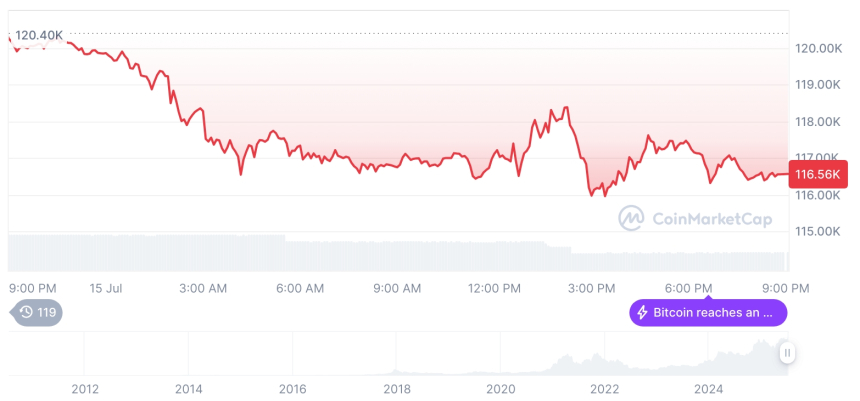  [모닝 시세브리핑] 암호화폐 시장 혼조세… 비트코인 11만6천 달러, 이더리움 3,048달러