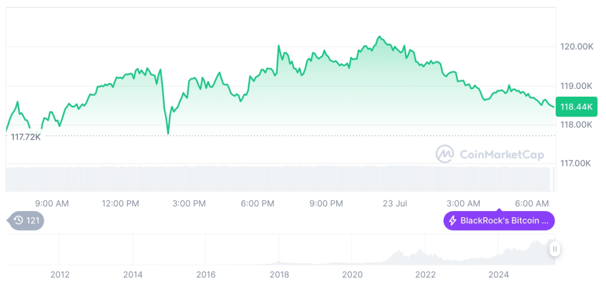  [저녁 시세브리핑] 암호화폐 시장 혼조세… 비트코인 11만8,447달러, 이더리움 3,695달러