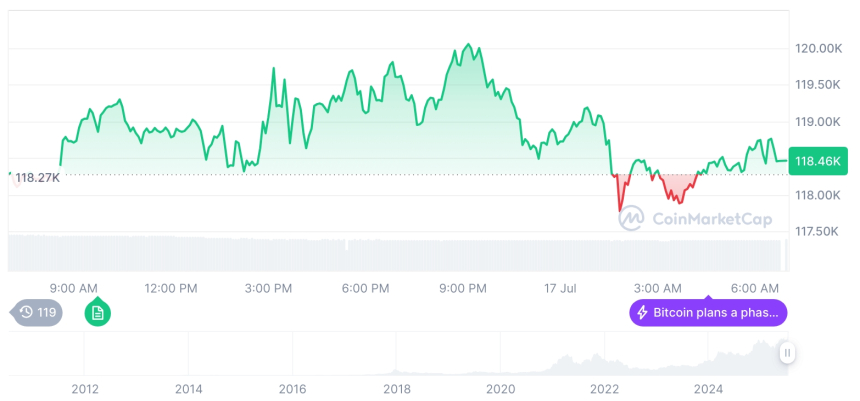  [저녁 시세브리핑] 암호화폐 시장 혼조세… 비트코인 11만8천달러, 이더리움 3,437달러