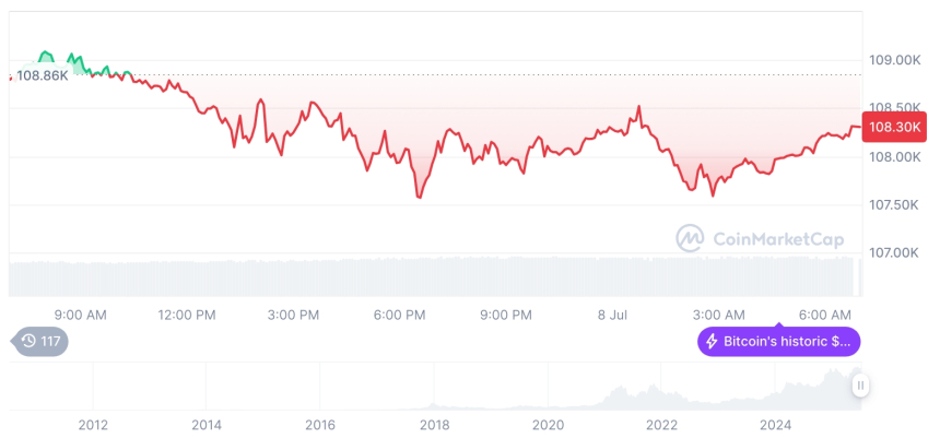  [저녁 시세브리핑] 암호화폐 시장 혼조세… 비트코인 10만8300달러, 이더리움 2559달러