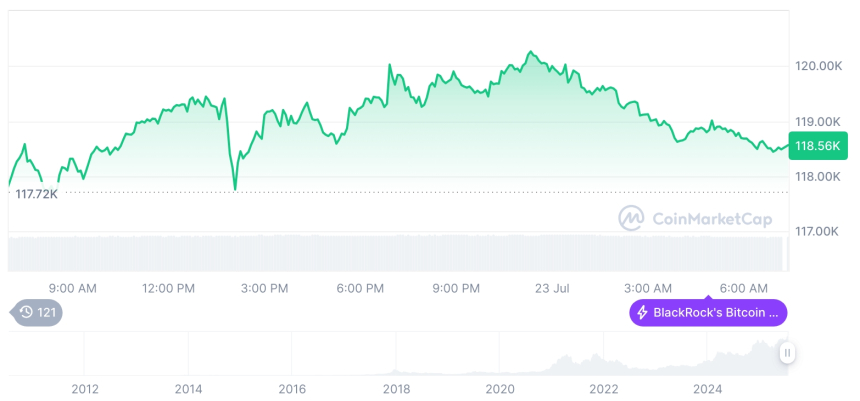  [오후 시세브리핑] 암호화폐 시장 혼조세… 비트코인 11만8천달러, 이더리움 3,696달러