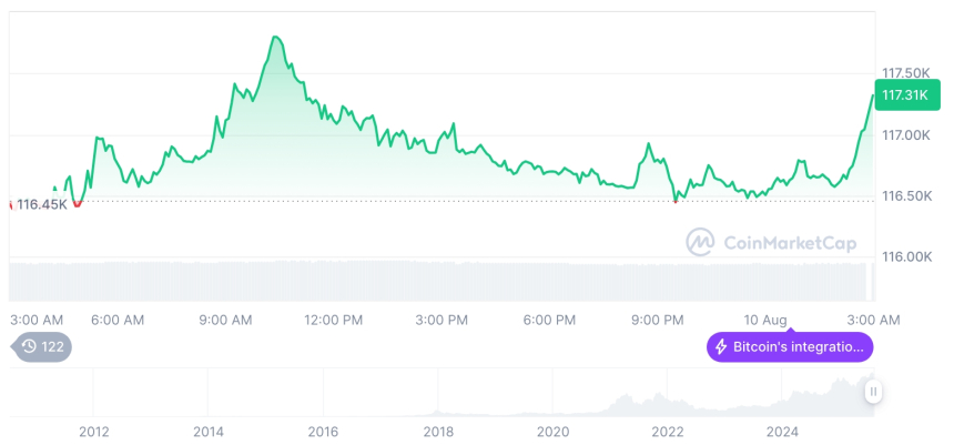  [오후 시세브리핑] 암호화폐 시장 혼조세… 비트코인 11만7351달러, 이더리움 4246달러