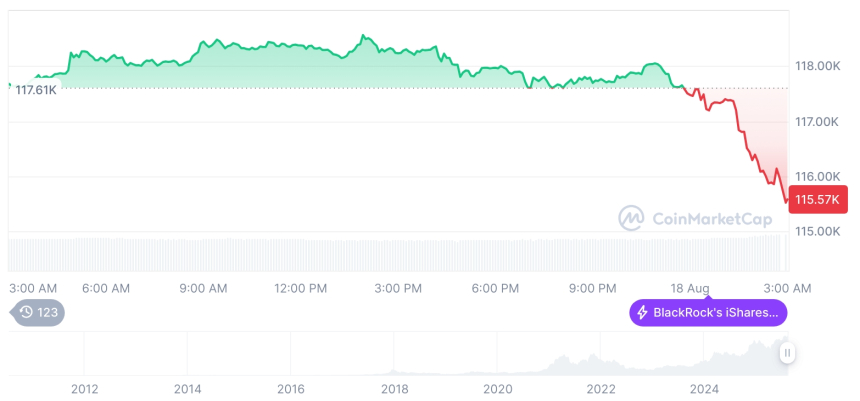  [오후 시세브리핑] 암호화폐 시장 하락세… 비트코인 11만5,500달러, 이더리움 4,300달러