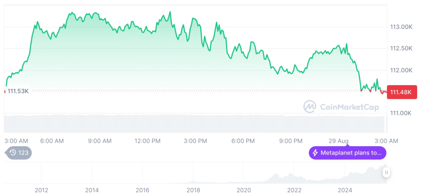  [오후 시세브리핑] 암호화폐 시장 혼조세… 비트코인 111,462달러, 이더리움 4,482달러
