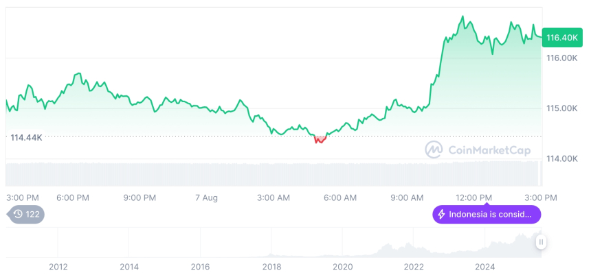  [자정 시세브리핑] 암호화폐 시장 혼조세… 비트코인 11만6천달러, 이더리움 3,824달러